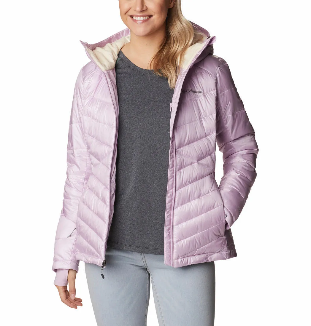 Columbia Women Purple Joy Peak Hooded Jacket Secure Storage