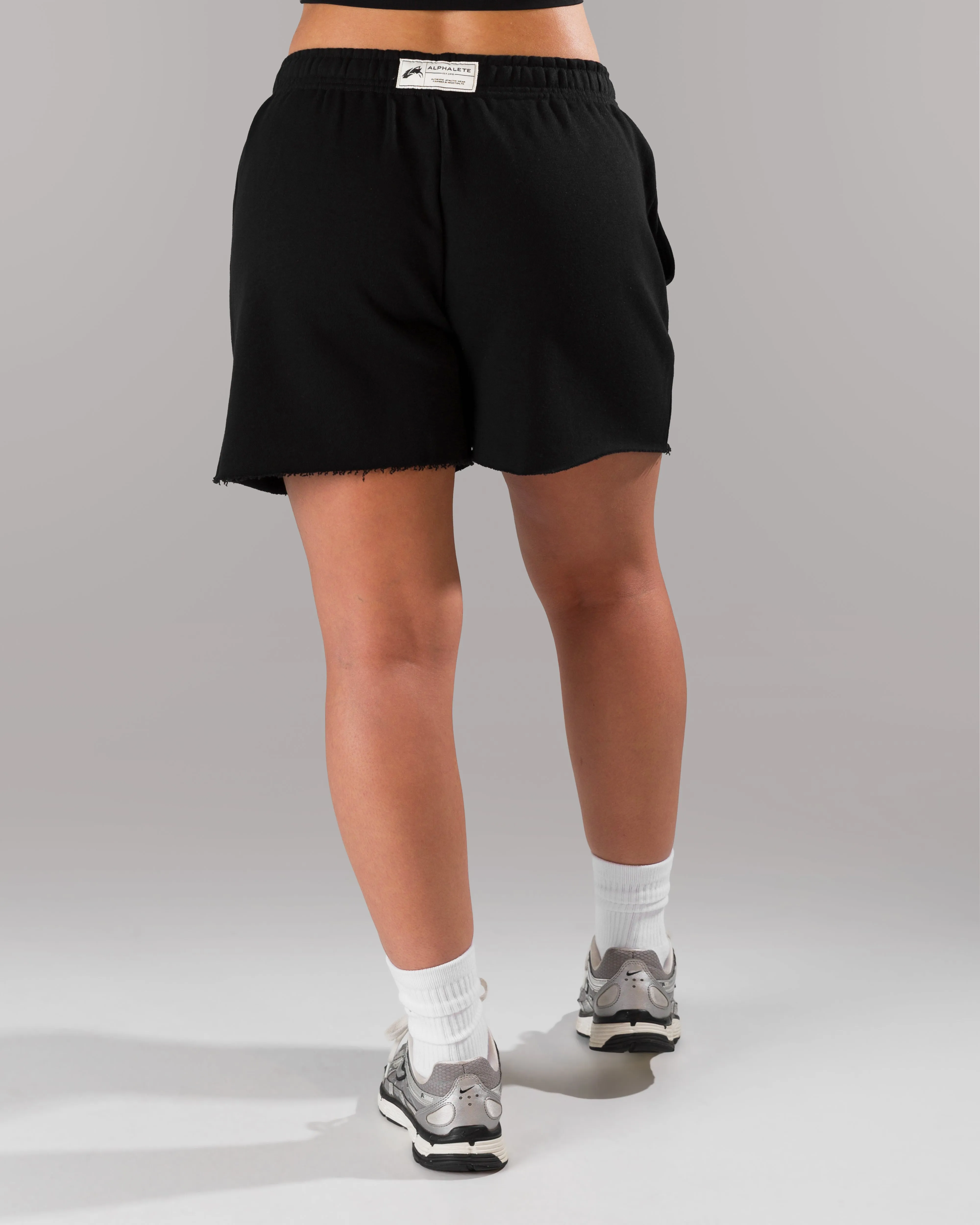 Wide Leg Silhouette Core Sweat Short - Black