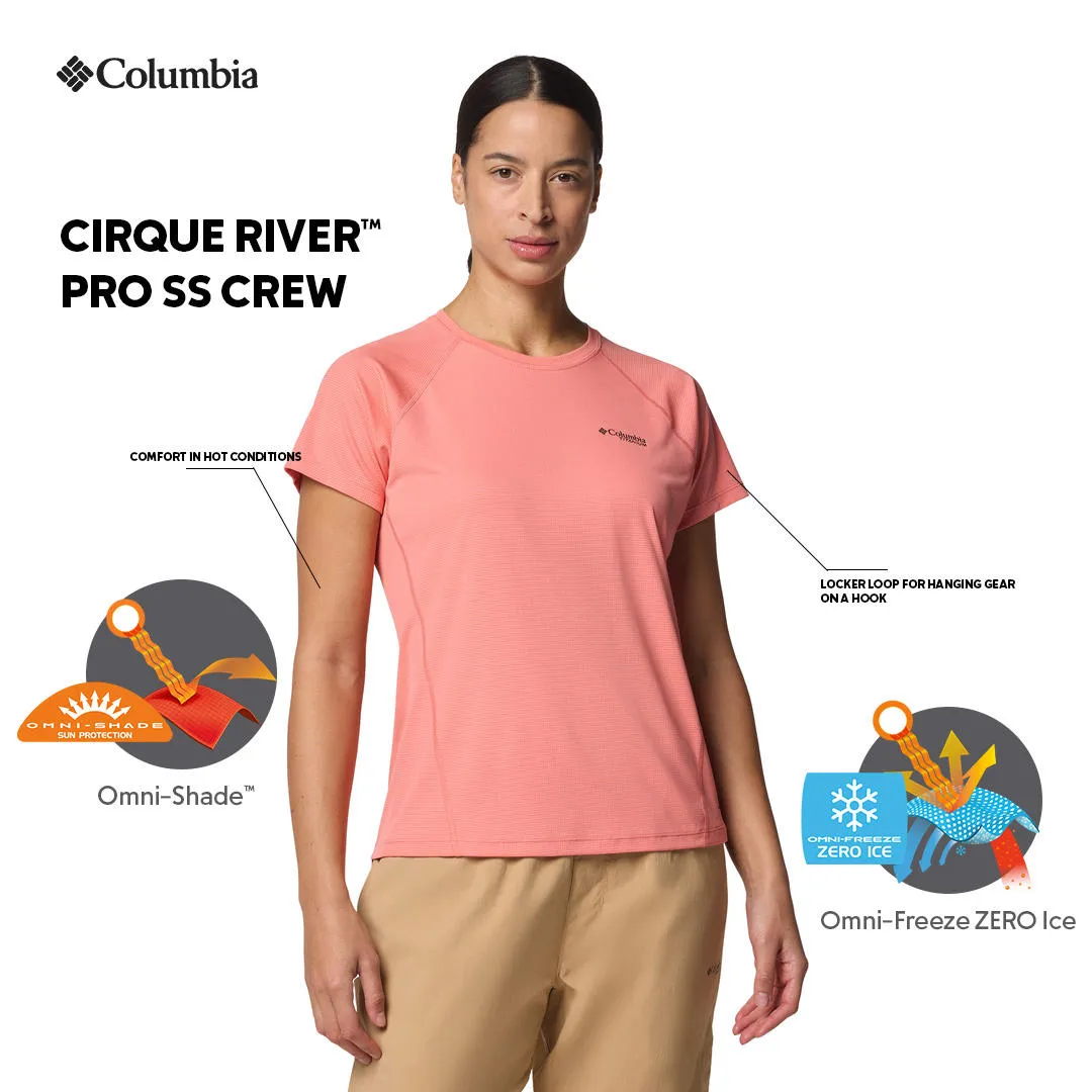 Columbia Women Pink Cirque River Pro SS Crew Tagless Comfort Fashion Essential