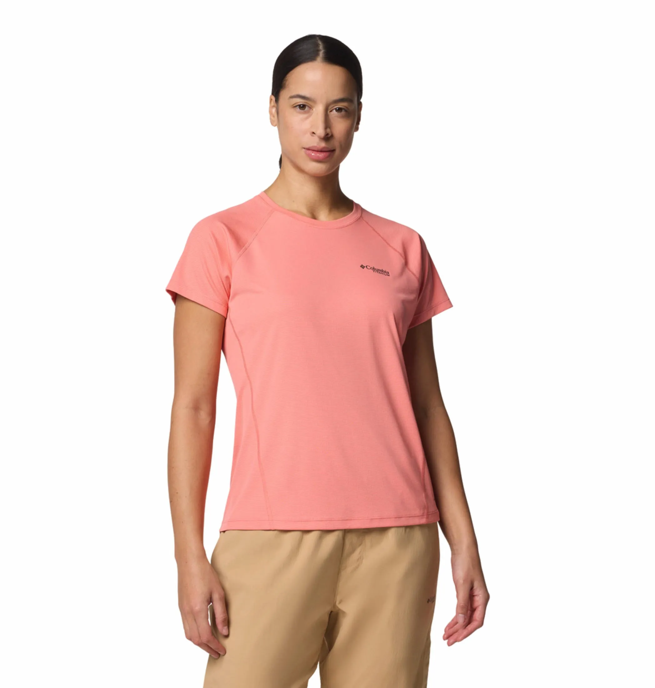 Columbia Women Pink Cirque River Pro SS Crew Collared casual and comfortable