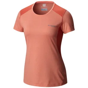 Columbia Women Peach Titan Ice Short Sleeve Shirt Thermal Regulating Layer