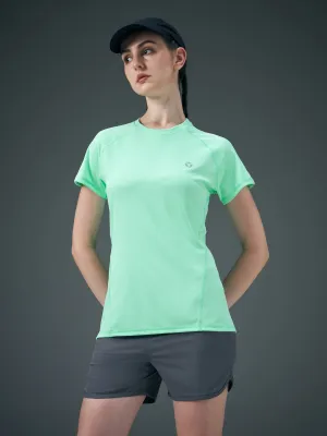 Women Solid Slim Fit Crew Neck T-shirt with TECHNO COOL Yarn Dyed Fabric