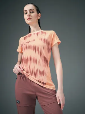 Vibrant Prints Women Abstract Print Slim Fit Crew Neck T-shirt with TECHNO COOL 