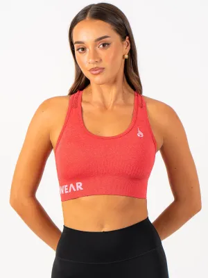 Seamless Staples Sports Bra - Red Marl Hip support stretchy design