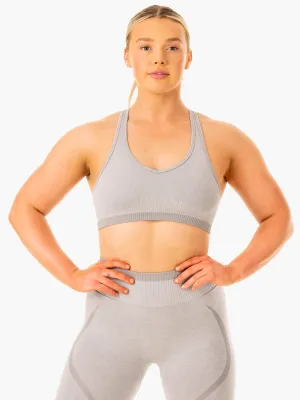 Excel Seamless Sports Bra - Grey Marl Multi Directional Support Comfortable Band
