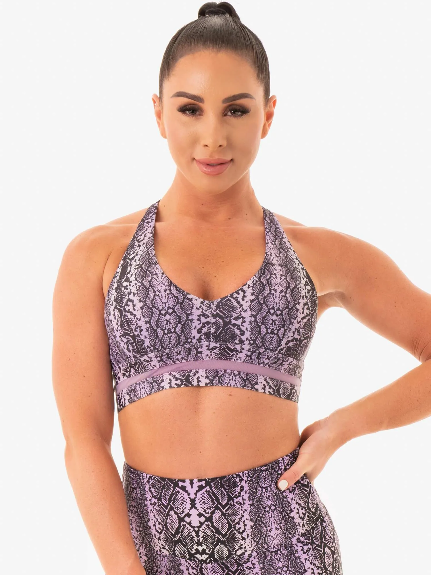 NEM X RW Sports Bra - Purple Snake Non-Restrictive Fit