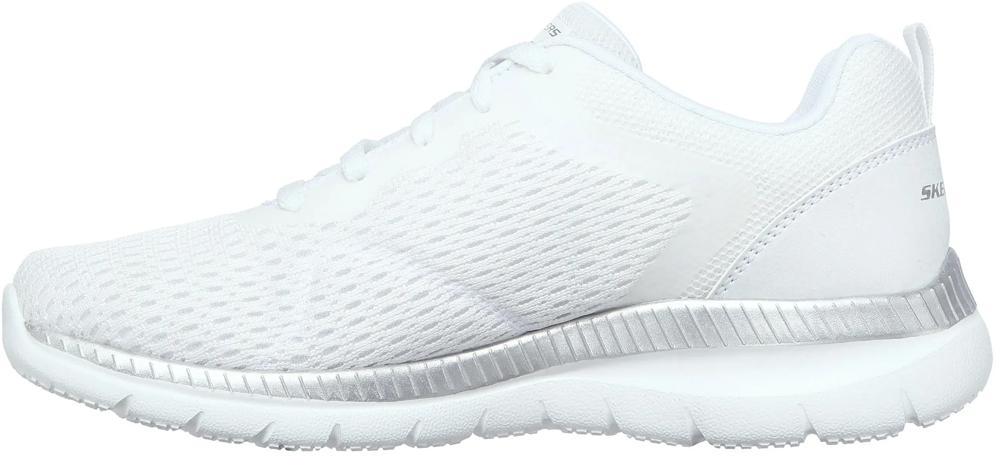 Zip Fast Cushioned Midsole Skechers Bountiful Womens Training Shoes - White