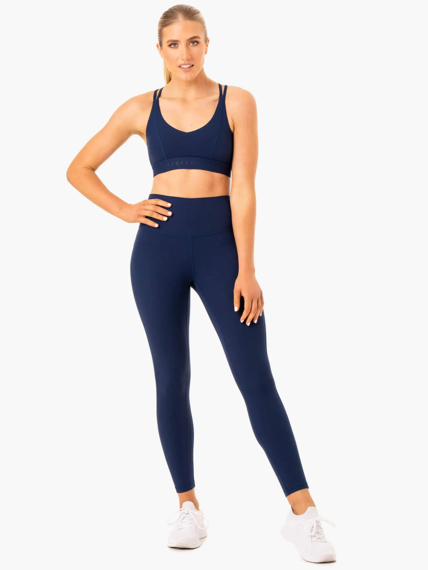 NKD Align Sports Bra - Navy Zigzag stitching