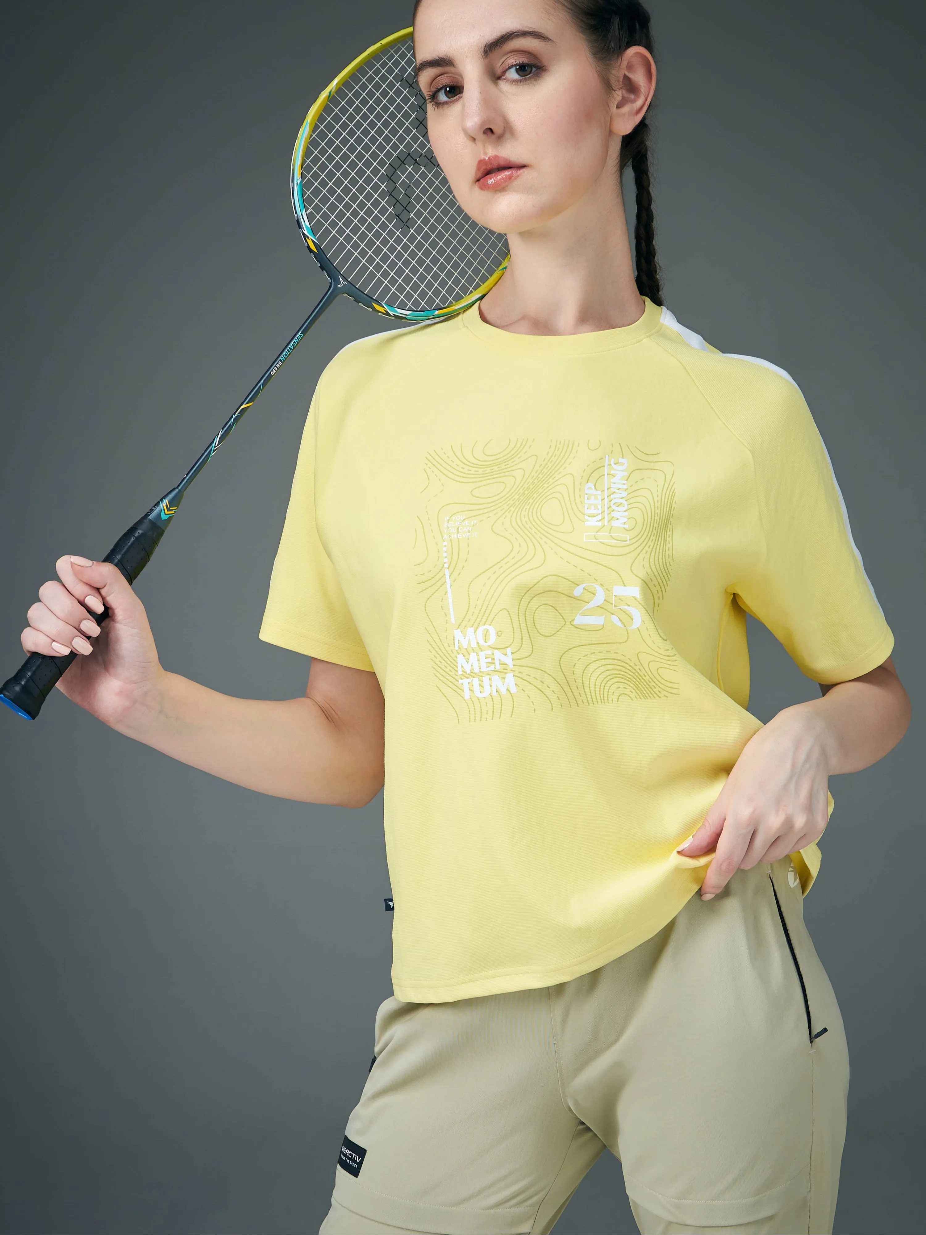 Easy Fit Wear Women Printed Relaxed Fit Round Neck T-shirt with ELASTOPLUS