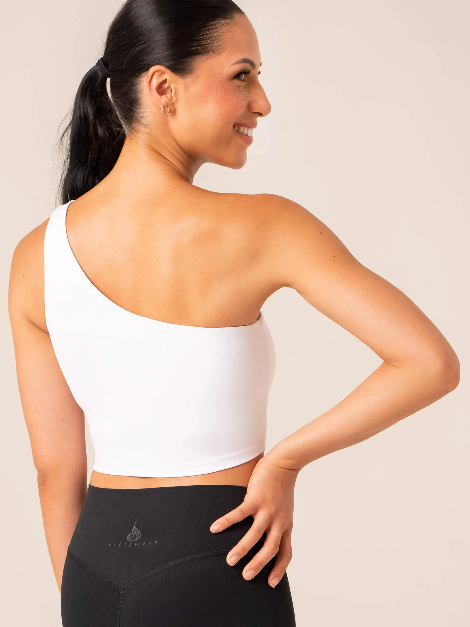 Scoop neck NKD One Shoulder Tank Bra - White