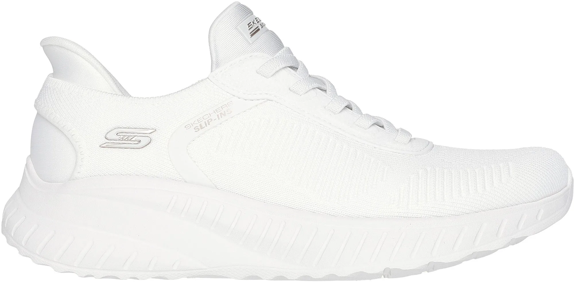 Water Edge Adjustable Closure Skechers BOBS Sport Squad Chaos Womens Training Shoes - White