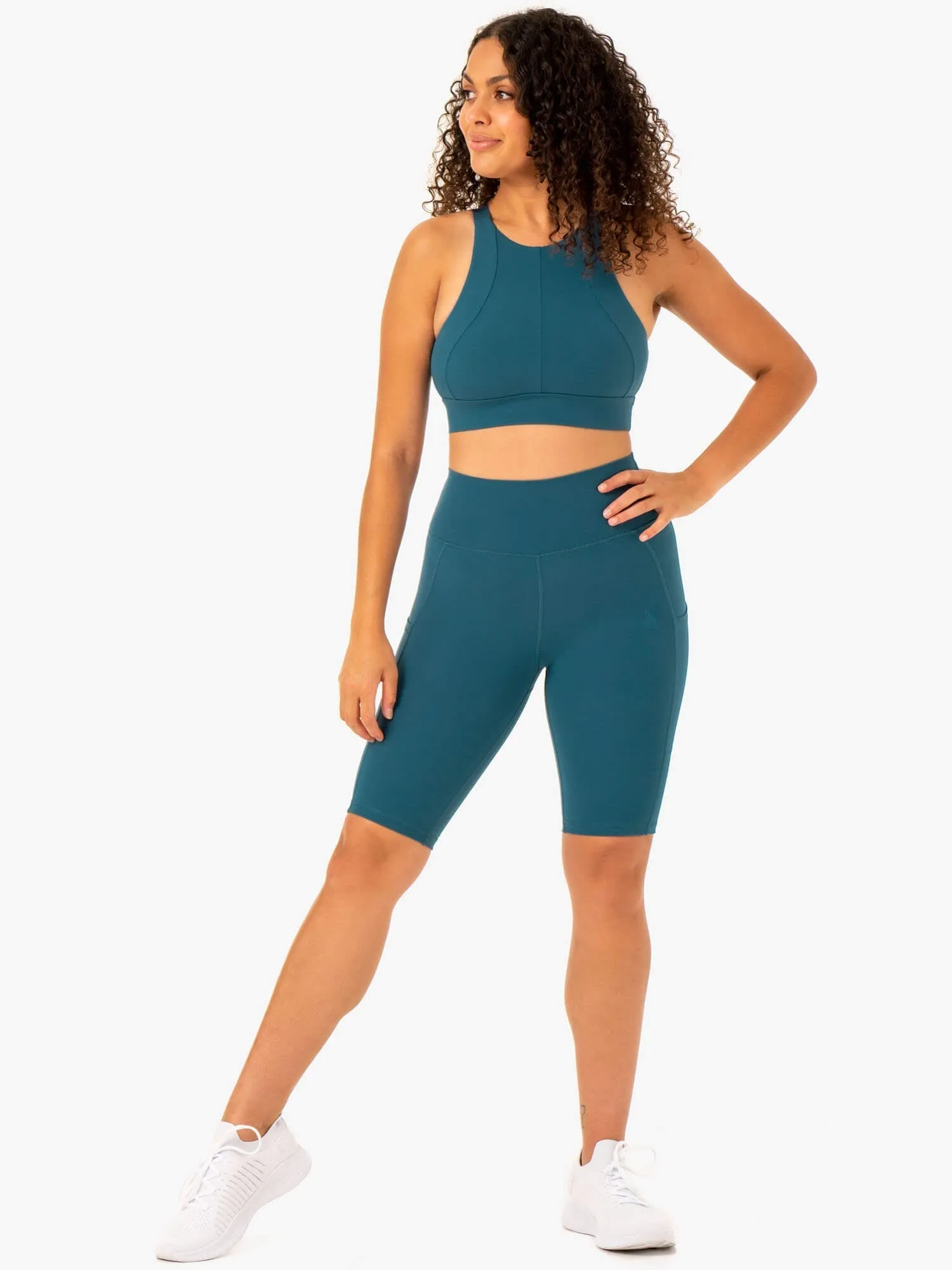 Reset High Impact Sports Bra - Teal Active Seamless Texture