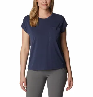 Sleek Stretch Fit Smart Comfort Columbia Women Navy Blue Boundless Trek Short Sleeve Tee
