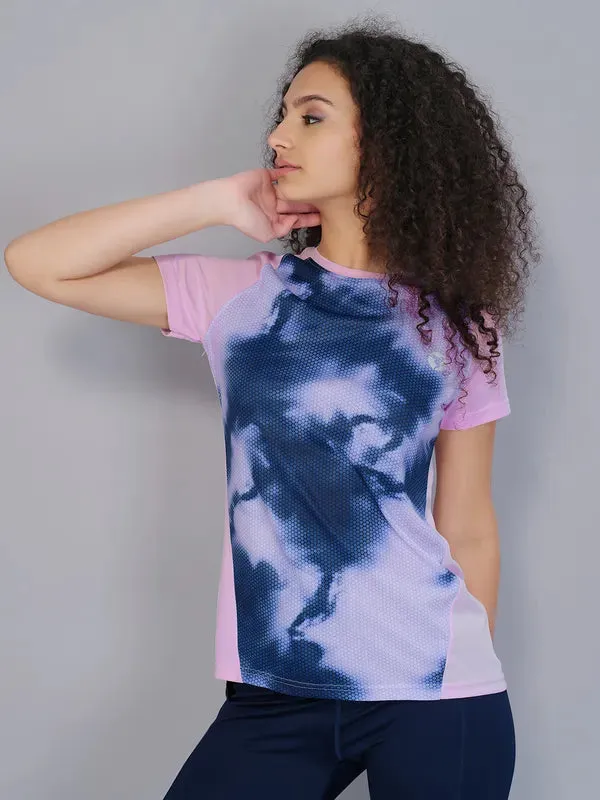 Women Printed Slim Fit Crew Neck T-shirt with TECHNO COOL Travel Friendly