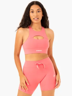Elastic cuffs seams Wire Free Comfort Replay Cut Out Sports Bra - Coral