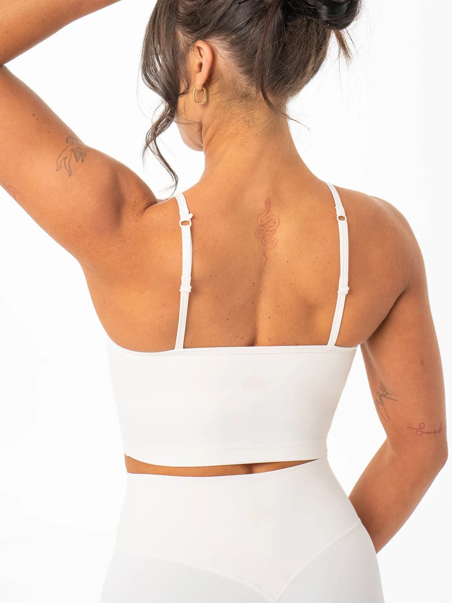 Non slip grip Adjustable Design NKD Contrast Shelf Bra Tank - Vanilla