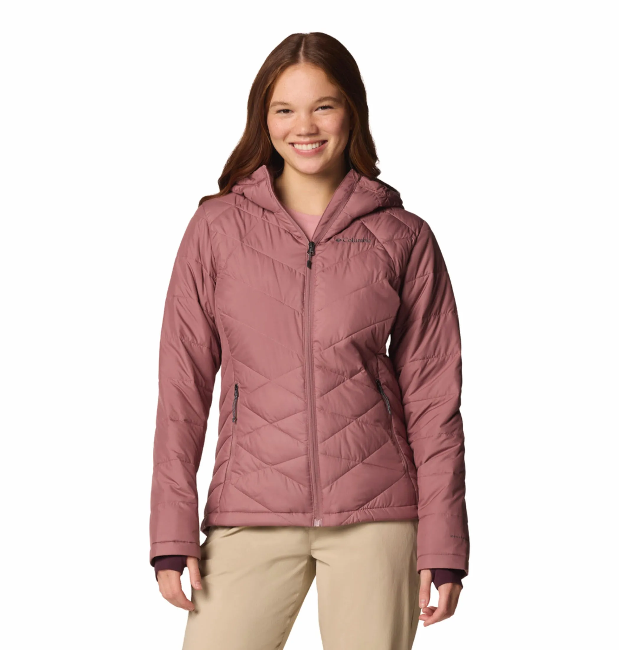 Water Resistant Material Columbia Women Pink Heavenly Hooded Jacket