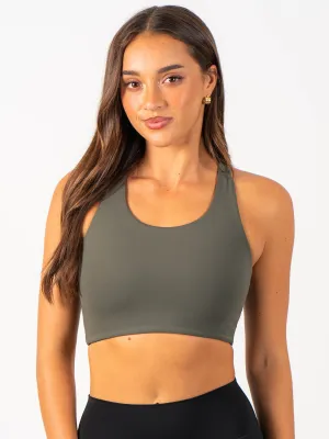 NKD Sports Bra - Khaki Multi Directional Support V-neck seams