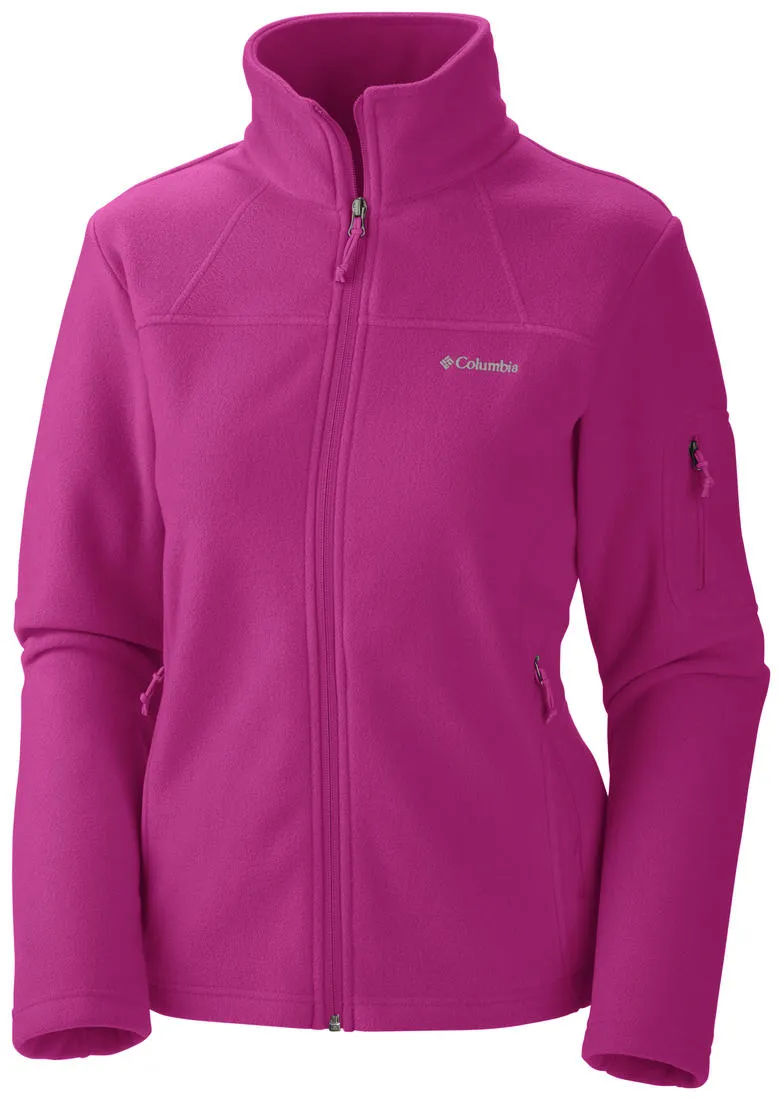 Columbia Women Red Fast Trek II Full Zip Fleece Jacket Layered Protection Culture