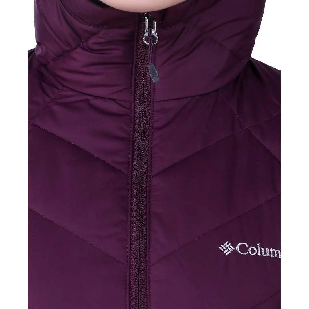 Columbia Women Maroon Heavenly Long Hooded Jacket Dry Touch