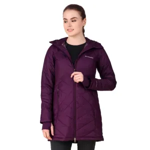 Columbia Women Maroon Heavenly Long Hooded Jacket Layer Flex Scissors