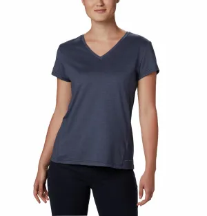 Columbia Women Blue Bryce SS Tee (Sun Protection) Comfy Performance Wear WrinkleFreeFabric