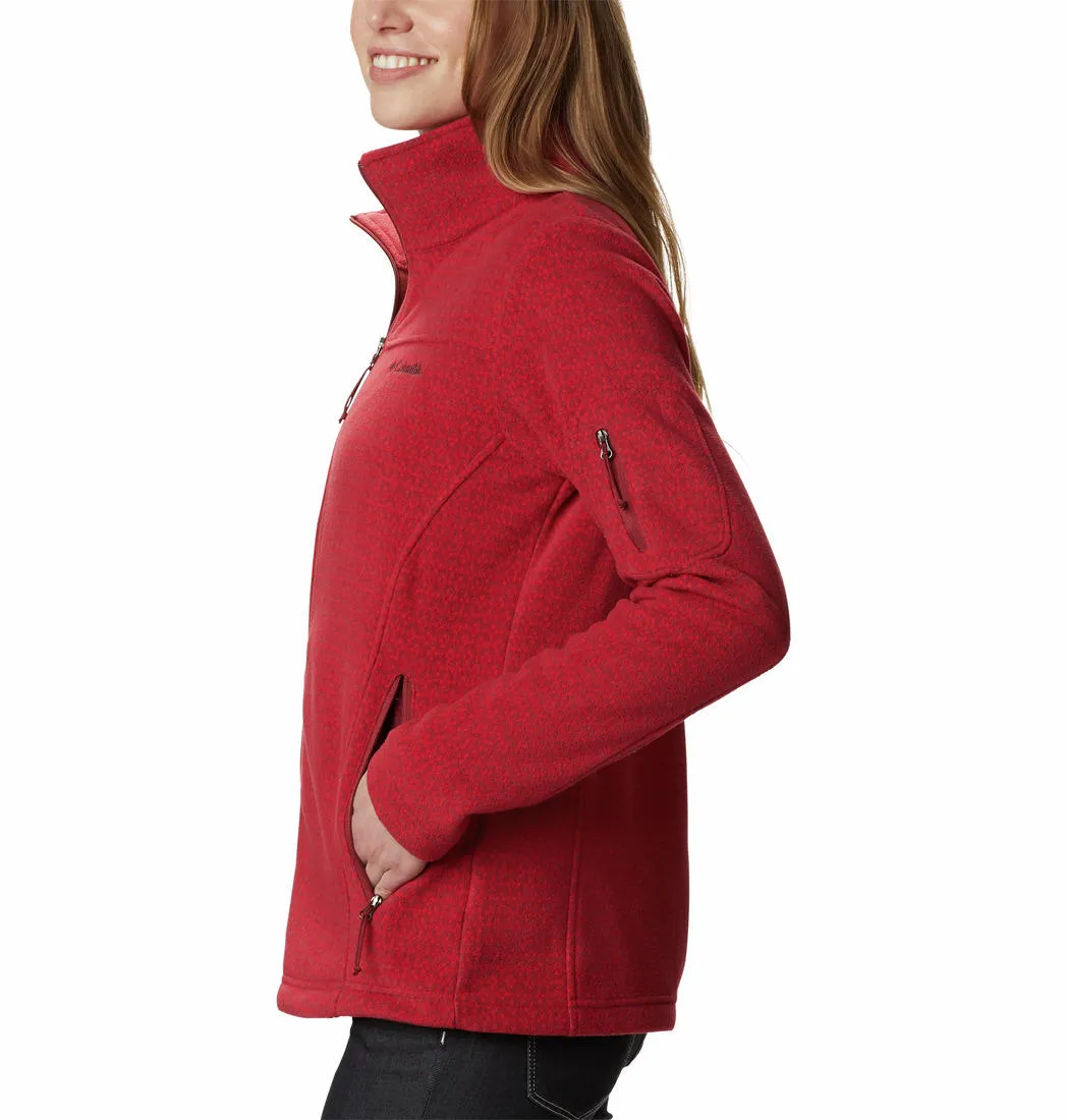 Columbia Women Red Fast Trek Printed Jkt Document Chill Weather