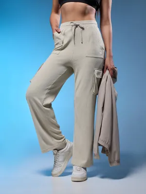 Lightweight Training Pants Women Solid Straight Fit Cargo Trackpants with TECHNOCOOL 