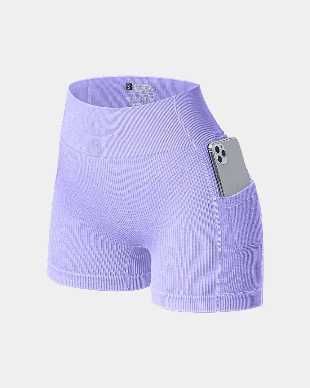 rhinestone accents Flatlock Seams Women High Waist Yoga Shorts