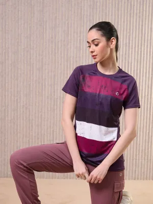 Women Printed Slim Fit Crew Neck T-shirt with TECHNO COOL Sleek Comfort Workout