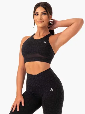 Flat Seams Amazon Mesh Sports Bra - Black Leopard