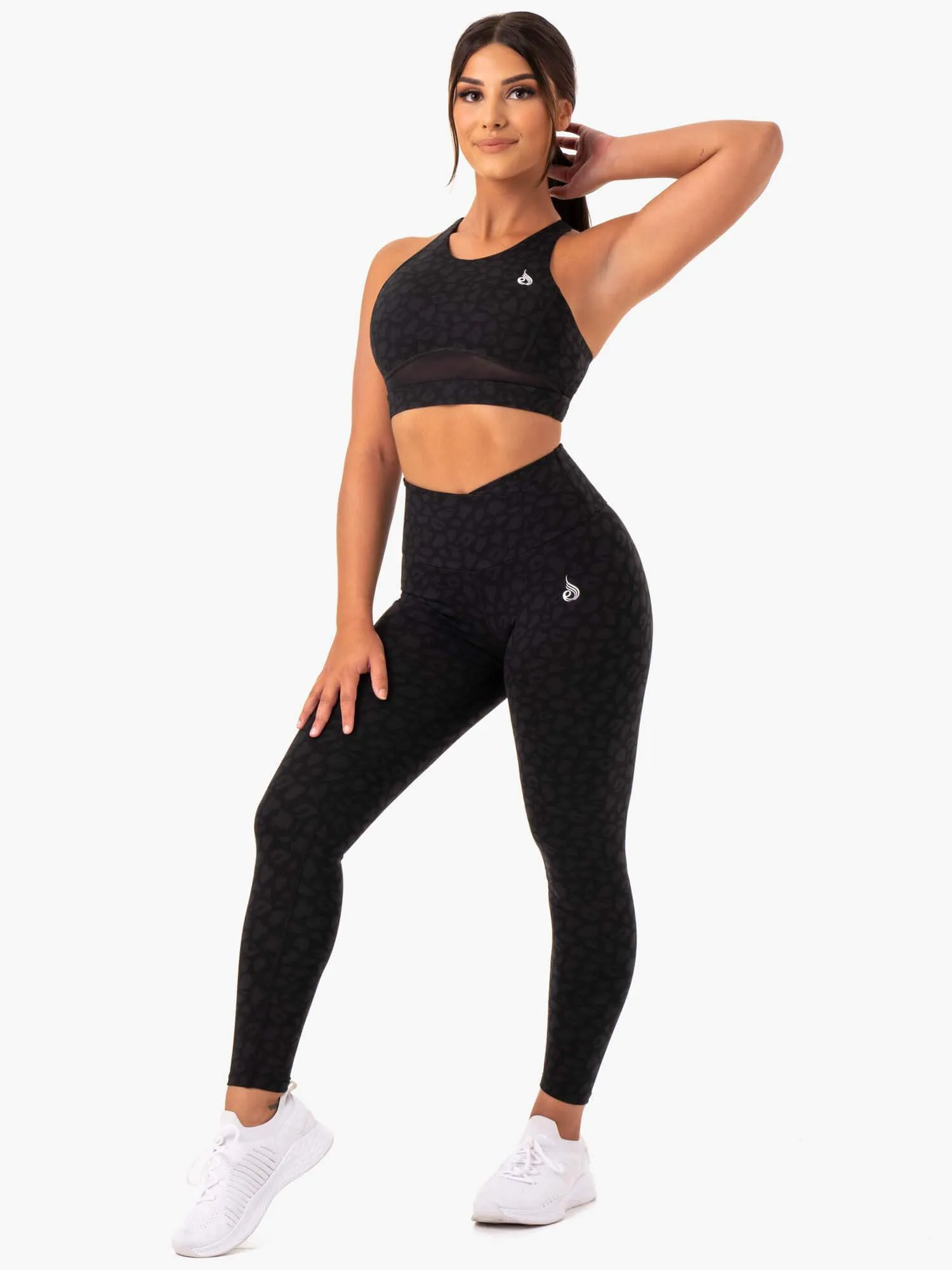 Easy Fastening Amazon Mesh Sports Bra - Black Leopard