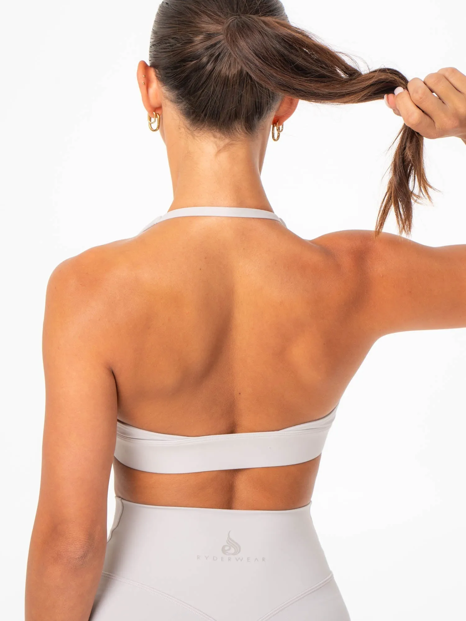 NKD Halter Sports Bra - Sugar Dust Hemmed edges