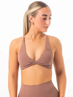 Smooth Texture NKD Twist Sports Bra - Mocha
