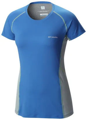 Heather Texture Finish Columbia Women Blue Freeze Degree III Short Sleeve Shirt (Sun Protection)
