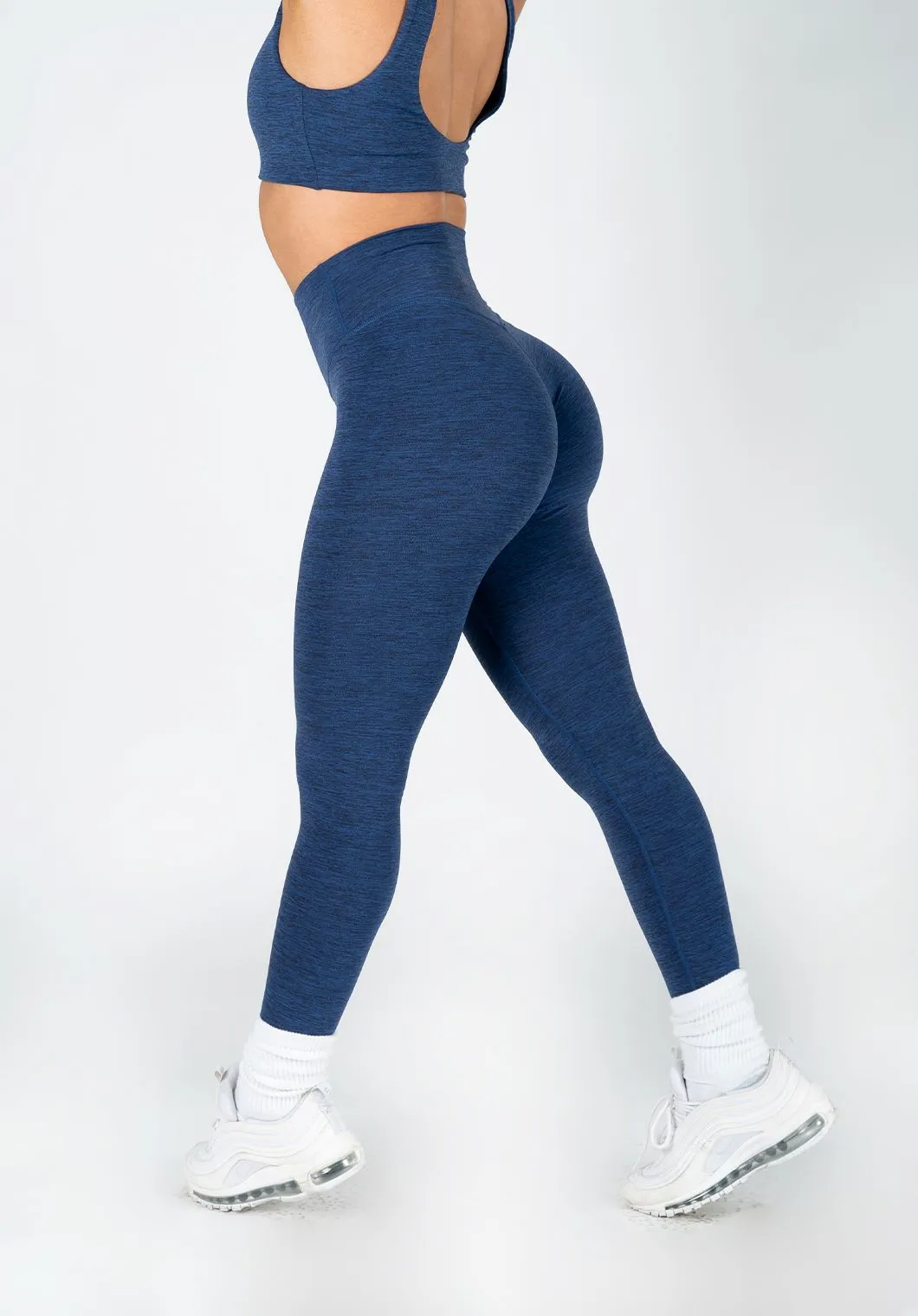 Chic Stretch Fit Wrinkle Resistant Dance Studio Reluna Spacedye Original Sculptseam? Legging Navy Static