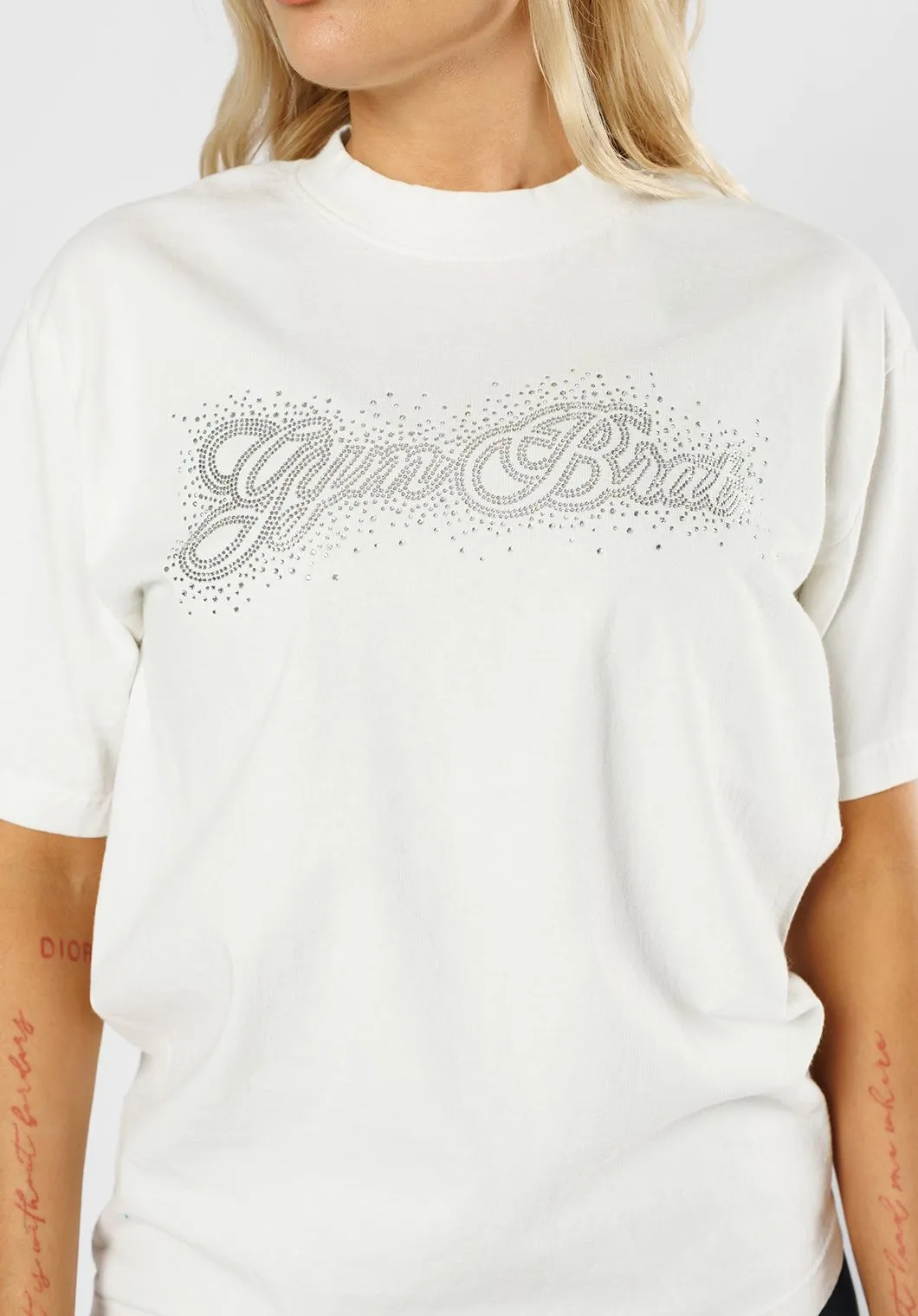 Premium Cotton Rhinestone Gym Brat Pump Cover White Organic Cotton Construction