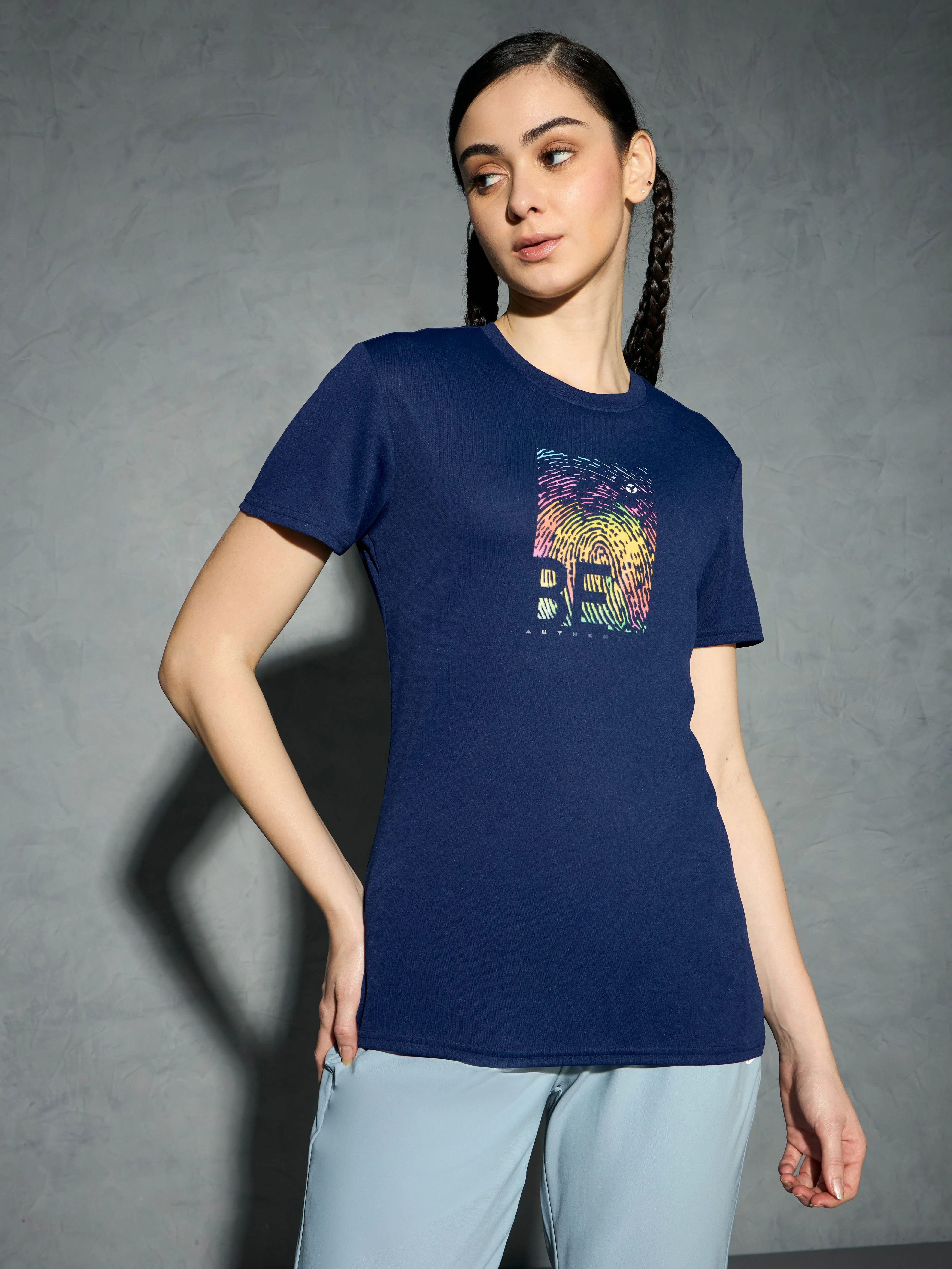 Women Printed Slim Fit Round Neck T-shirt with TECHNOCOOL  Buttery Soft Fabric