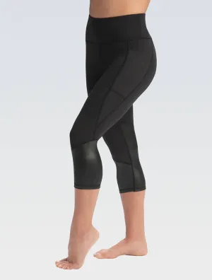 High-Waisted High-Shine Capris Bonded Pockets