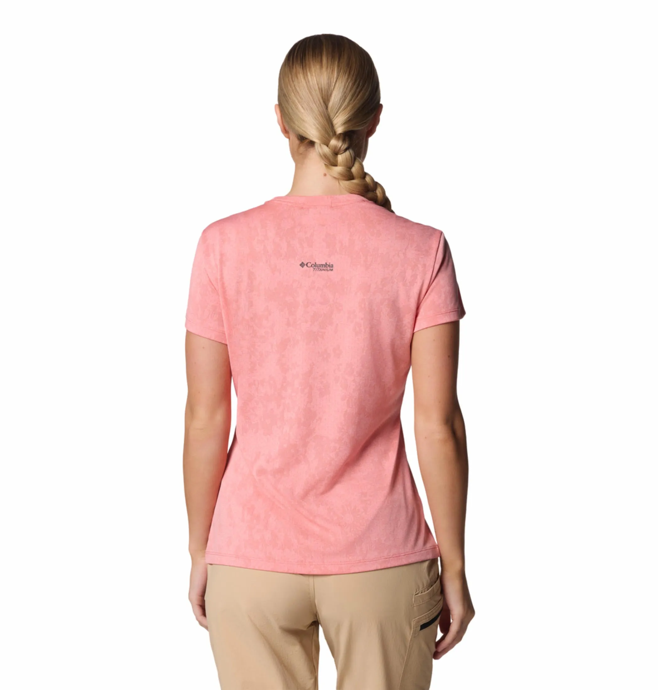 Reinforced Shoulder Stitching Fresh and Cool Columbia Women Pink Bluebird Canyon Short Sleeve Crew