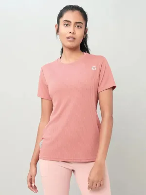 Casual Fashion Women Self Design Slim Fit Crew Neck T-shirt with TECHNO COOL 