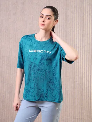 Women Jacquard Boxy Fit Round Neck T-shirt with DOUBLE COOL suitable for all genders Travel Light