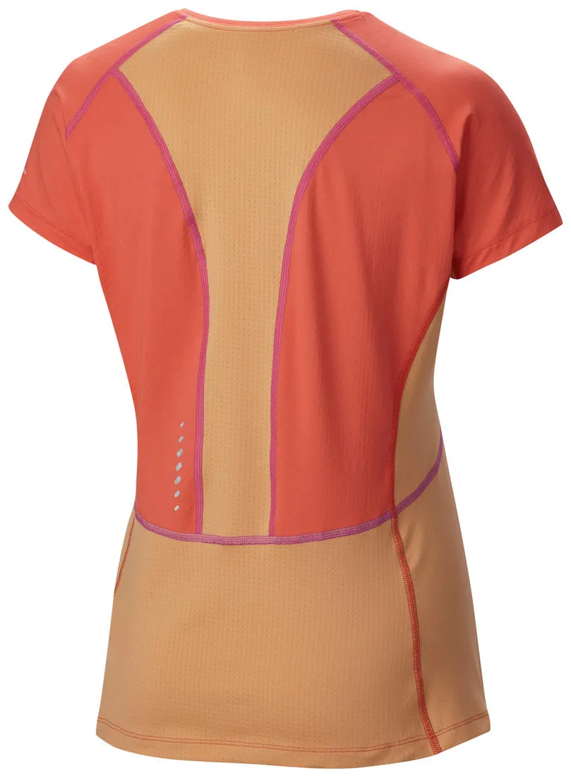 Stretch Design Hydrophobic coating Columbia Women Orange Freeze Degree III Short Sleeve Shirt (Sun Protection)