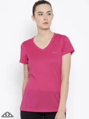 Classic Layering Columbia Women Red Tech TrekShort Sleeve Shirt