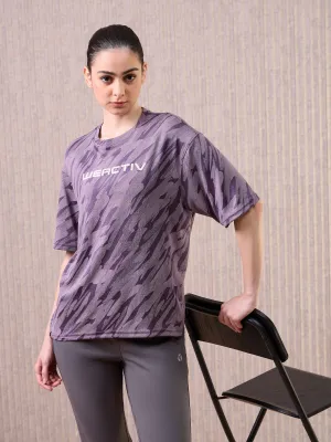 Women Jacquard Boxy Fit Round Neck T-shirt with DOUBLE COOL Active Lifestyle Essential Wardrobe