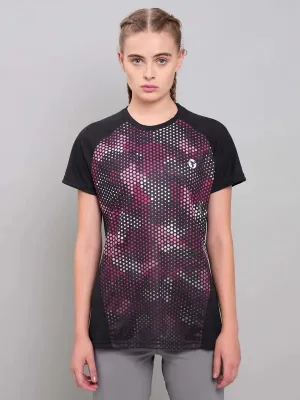 Fun Prints Tight Fit Women Abstract Print Slim Fit Crew Neck T-shirt with TECHNO COOL 
