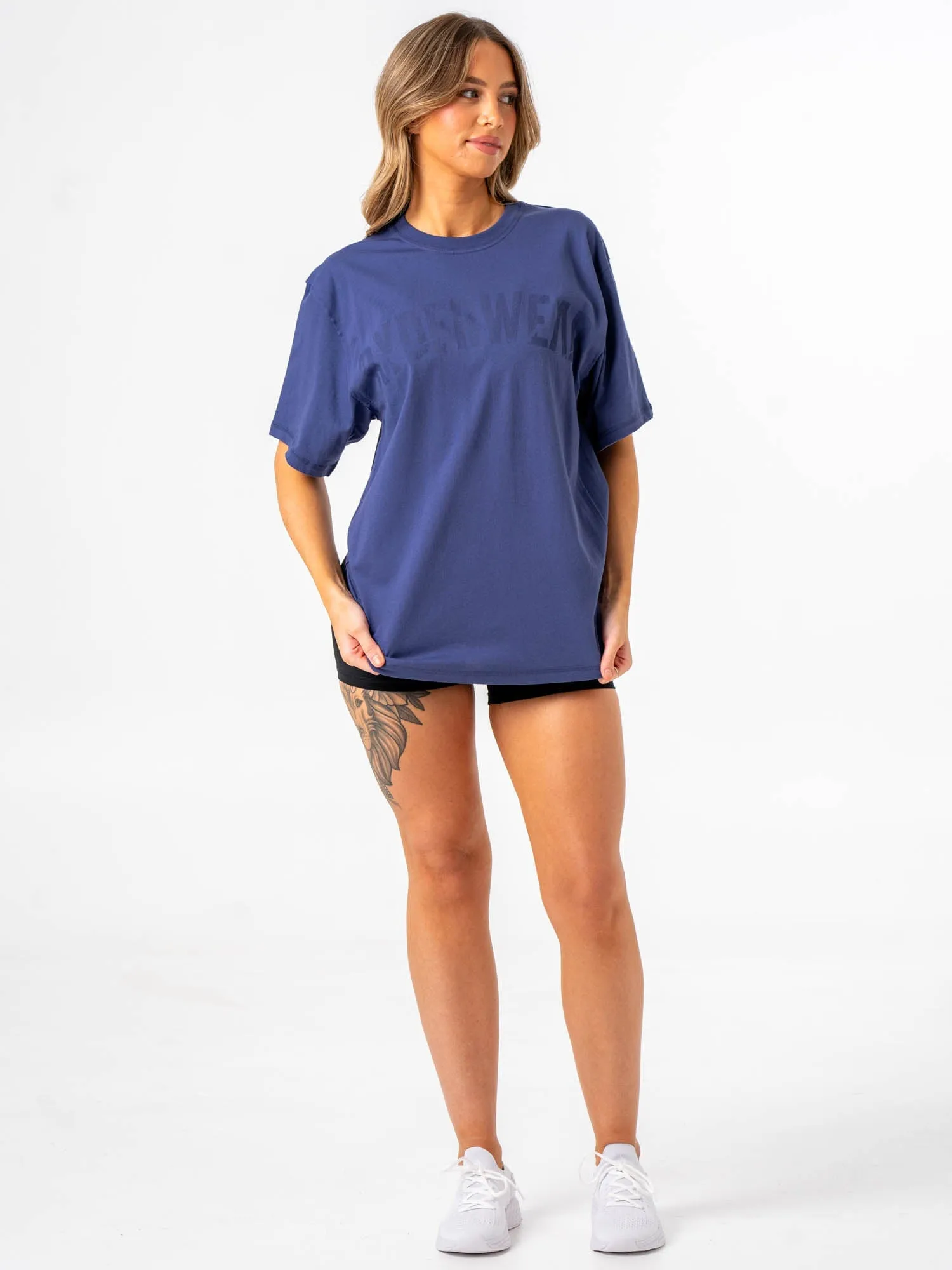 Beaded details Force Oversized T-Shirt - Indigo