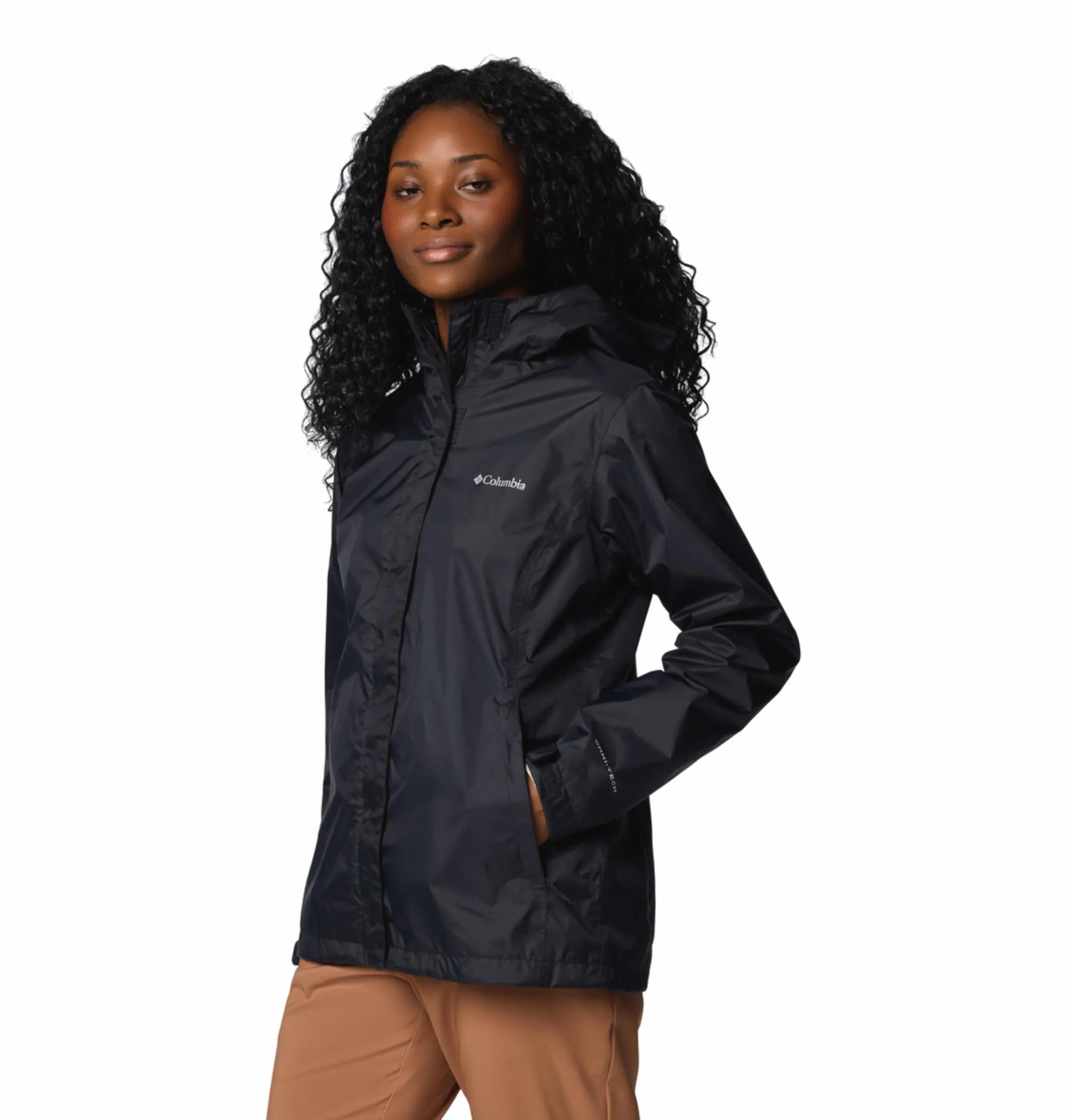 Columbia Women Black Arcadia II Jacket Waterproof Expose Announce