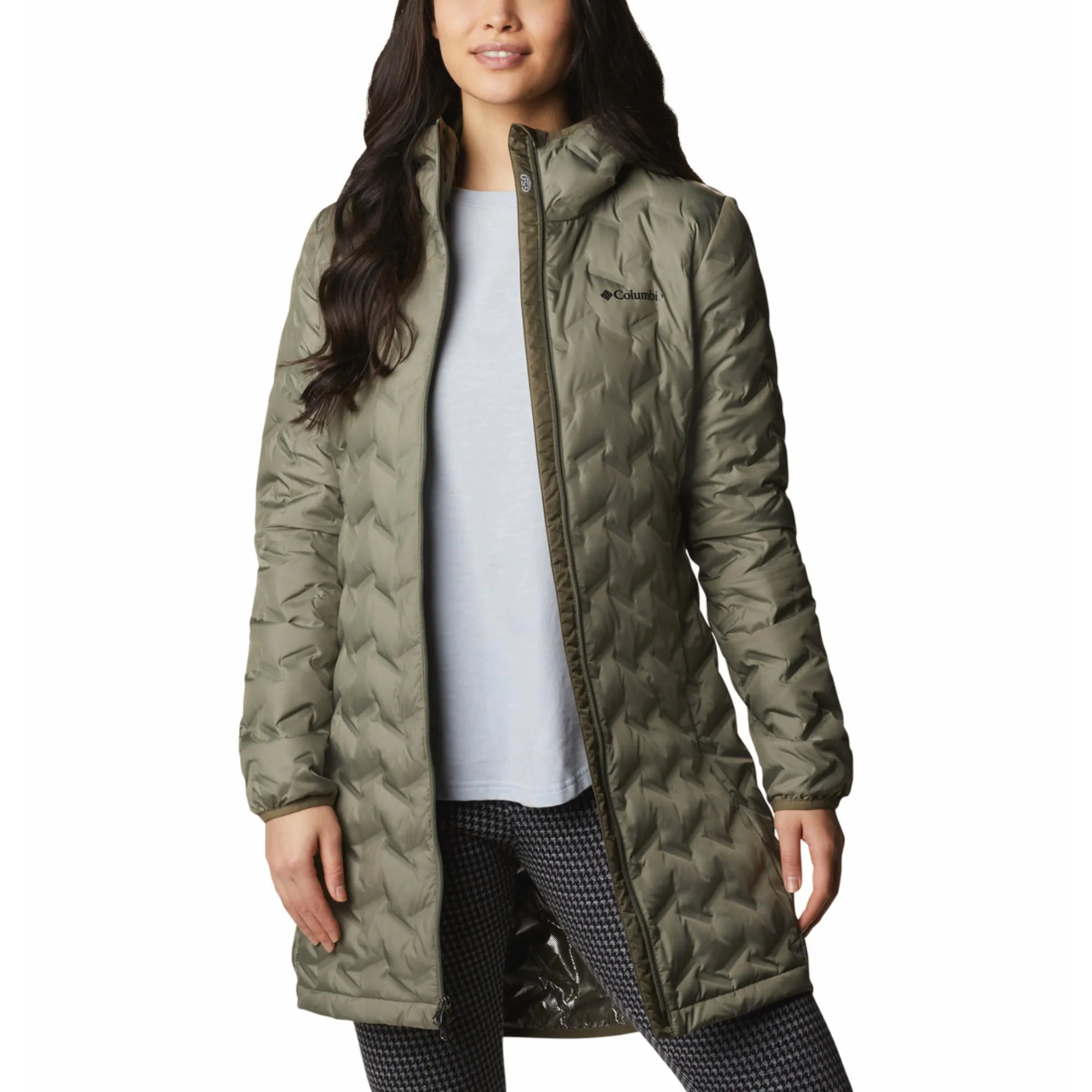 Quick Fit Columbia Women Green Delta Ridge II Long Down Jacket