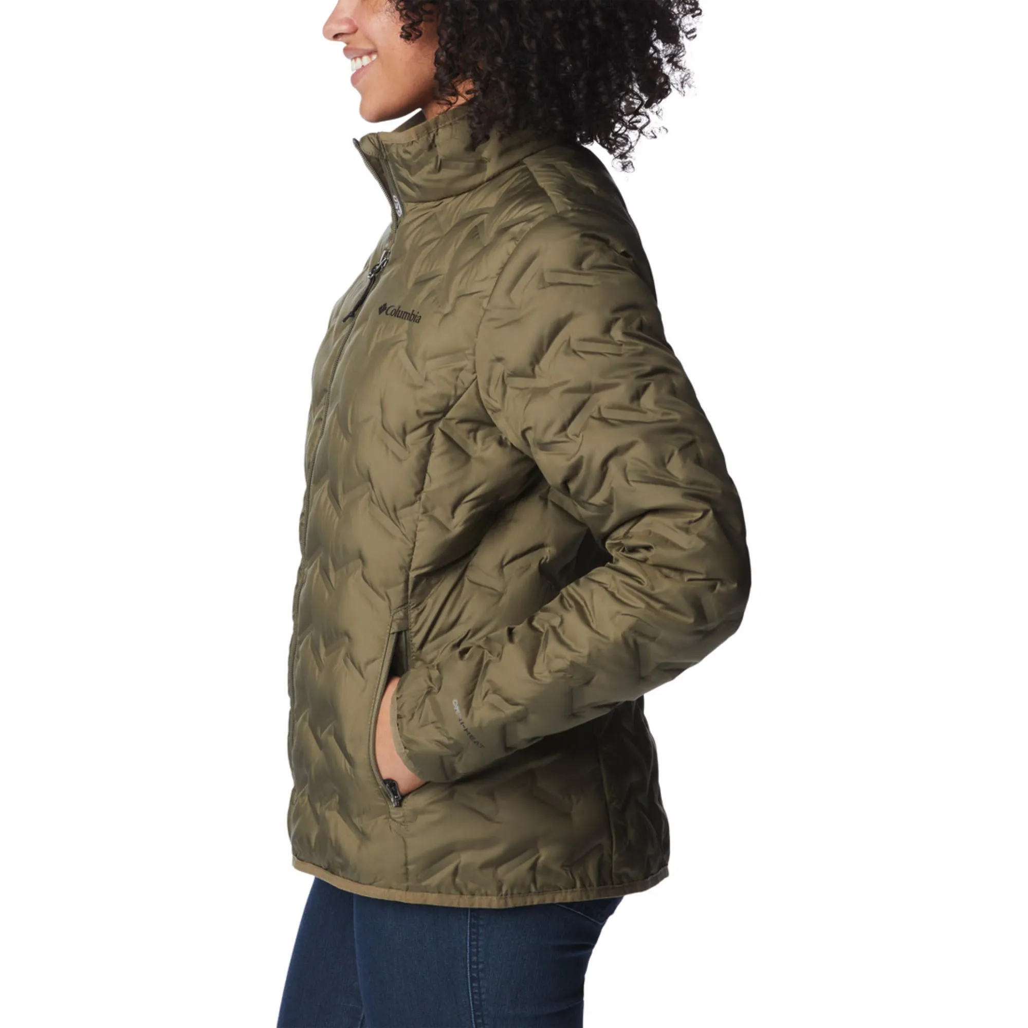 Columbia Women Green Delta Ridge II Down Jacket Structured Warmth